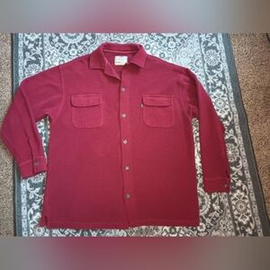Levis Vintage 90s Shacket Mens Large Red Felted Collar Button Gorpcore Grunge